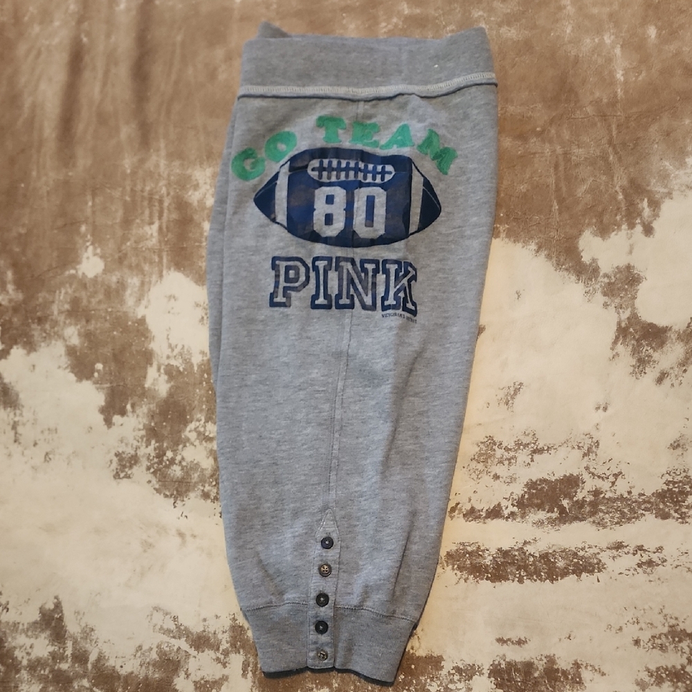 Y2K Pink VS Go Team Pink Gray Capris Sweats. Size: S